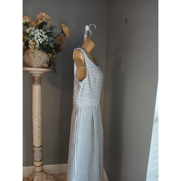 Perception Jumpsuit Womens Sz 8 White Black Striped Sleeveless Wide Leg Back Zip - Picture 3 of 6